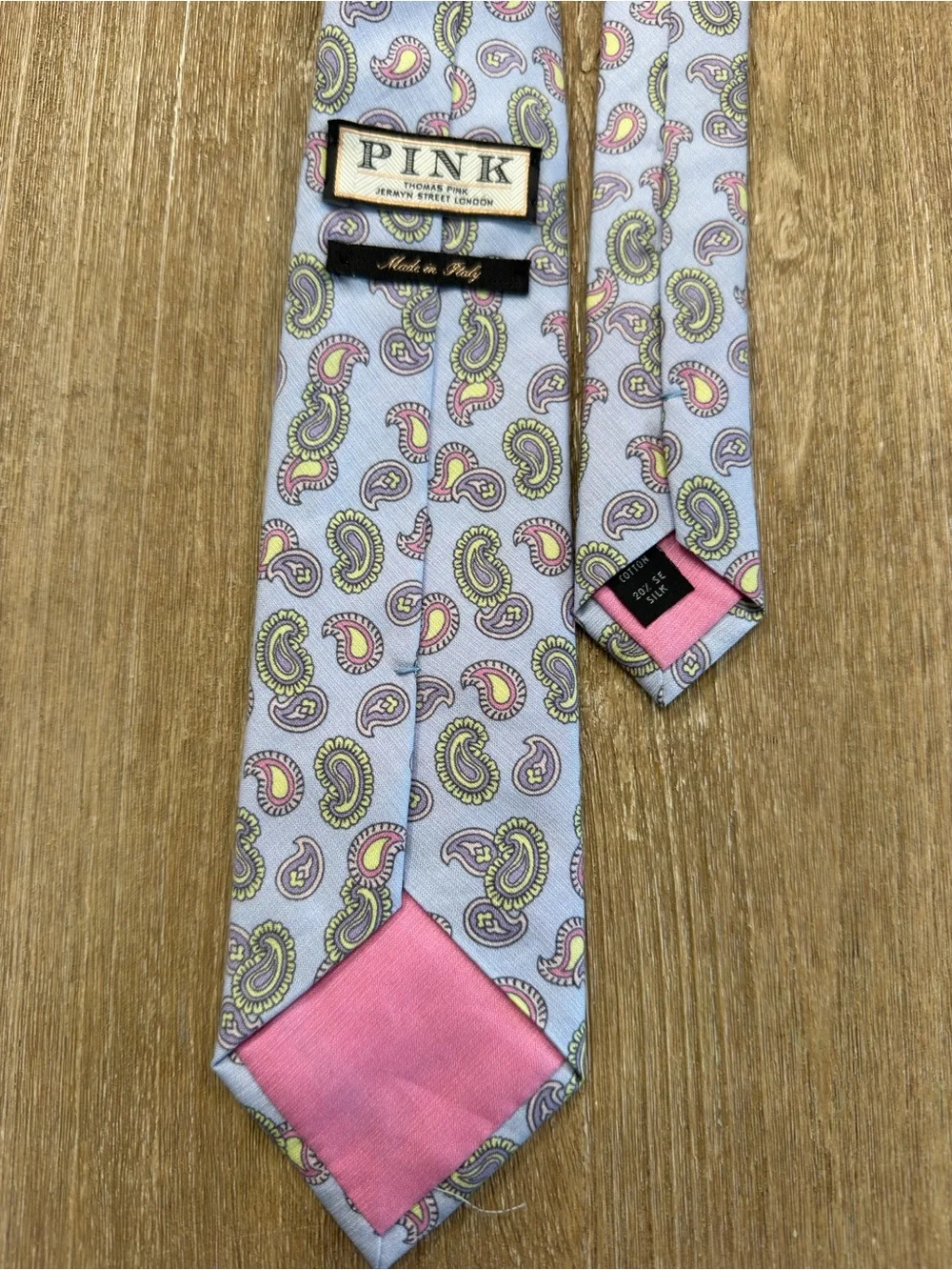 Thomas Pink Light Blue Paisley Italian Silk Tie